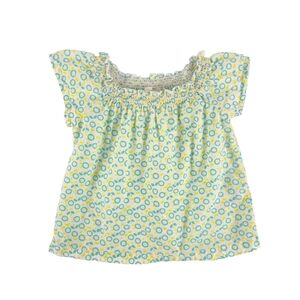 Nevada Baby Girls Smocked Flutter-Sleeve Top | Size 9M